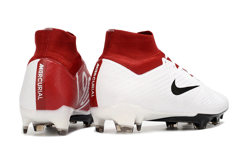 Chuteira Nike Air Zoom Mercurial Superfly 9 Elite FG - Branco/Preto/Vermelho
