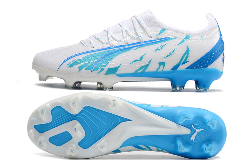 Chuteira Puma Ultra Ultimate Campo FG - Branco/Azul