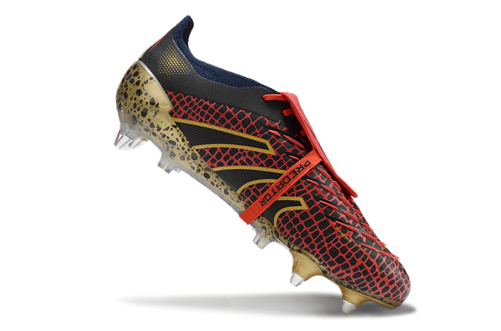 Chuteira Adidas Predator 25 Elite Tongue SG - Preto/Dourado/Vermelho