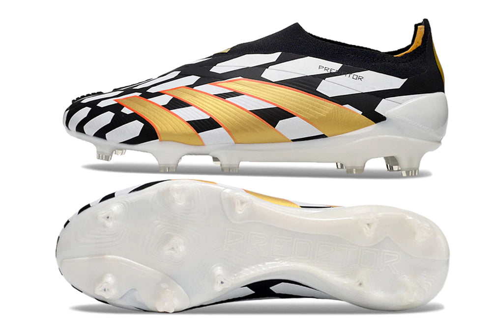 Chuteira Adidas Predstrike Elite Laceless Campo - Branco/Amarelo/Preto