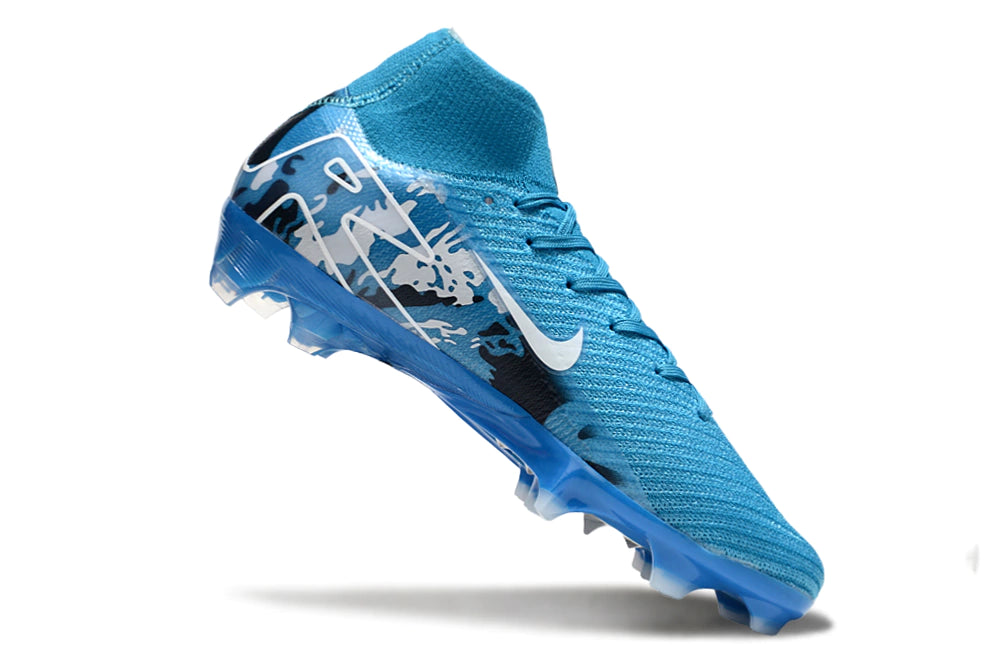 Chuteira Nike Air Zoom Mercurial Superfly 10 Elite Campo - Azul/Branco