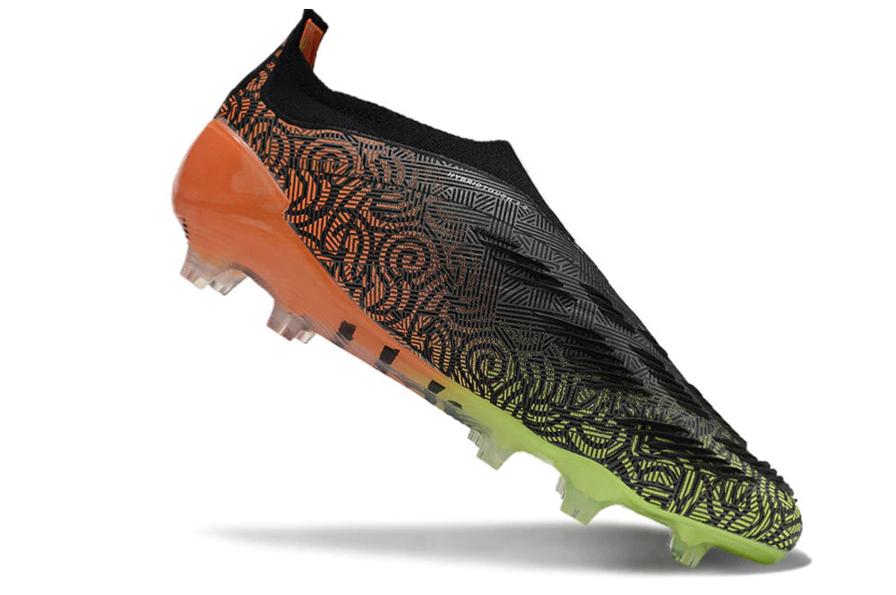 Chuteira Adidas Predstrike Elite Laceless Campo - Preto/Verde/Laranja