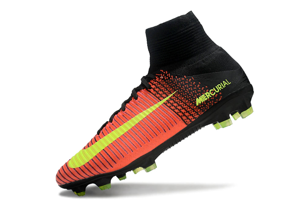 Chuteira Nike Mercurial Superfly 5 Elite Campo - Preto/Laranja/Verde