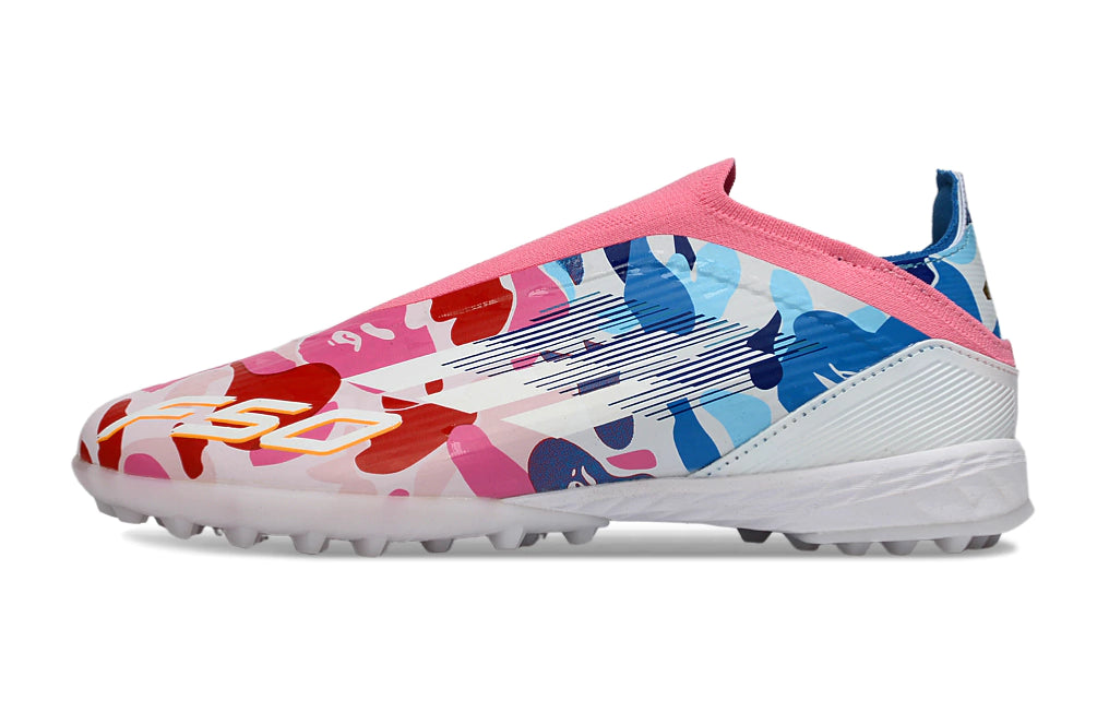 Chuteira Adidas F50 League Society - Branco/Rosa