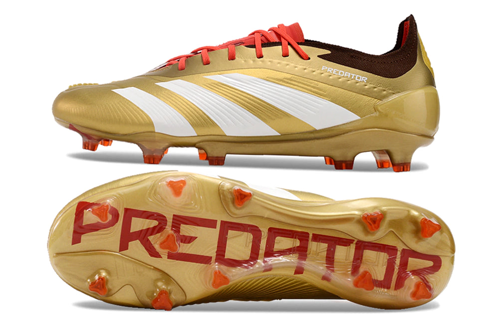 Chuteira Adidas Predator Elite Campo FG - Dourado/Branco