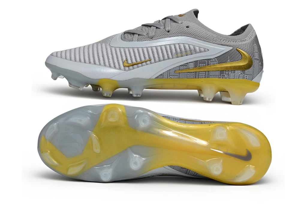 Chuteira Campo NIKE Phantom 6 Elite FG - Cinza/Dourada