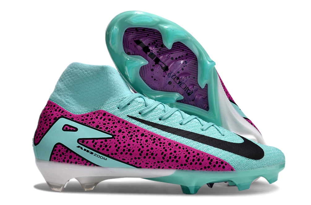 Chuteira Nike Air Zoom Mercurial Superfly 10 Elite Campo - Azul/Rosa/Preto