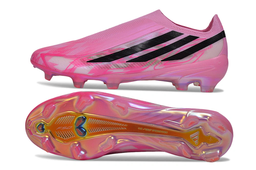 Chuteira Adidas F50 Hyperfast Laceless FG - Rosa