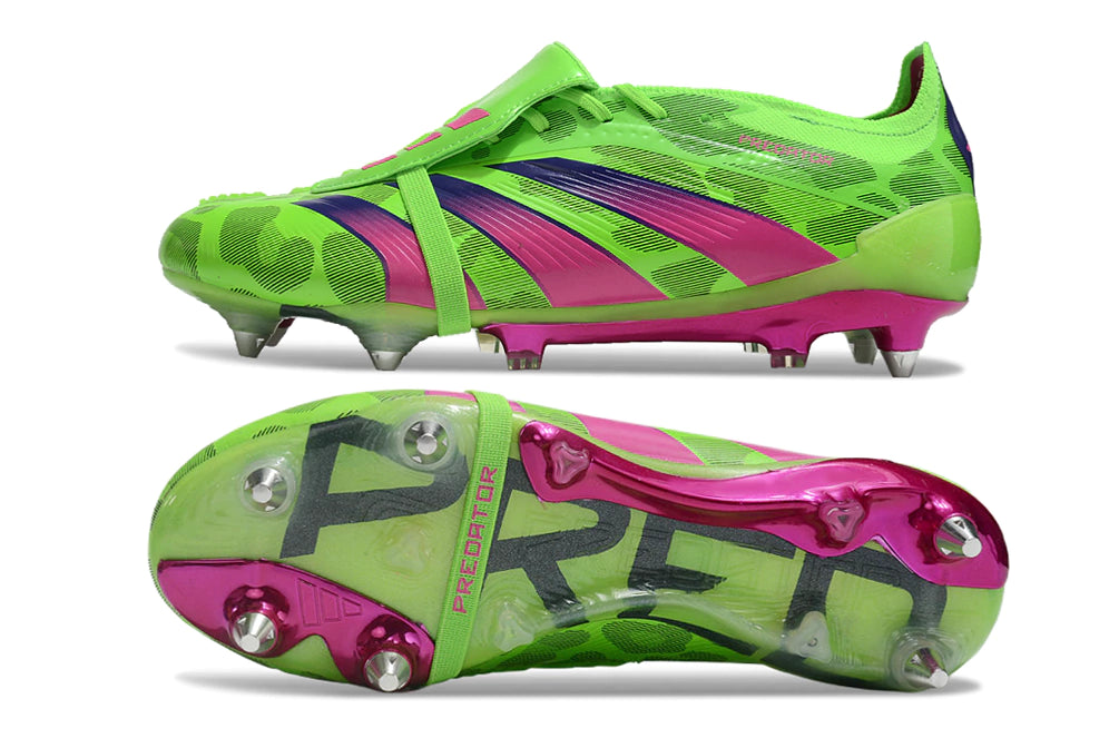 Chuteira Adidas Predator Elite Tongue SG - Verde/Rosa