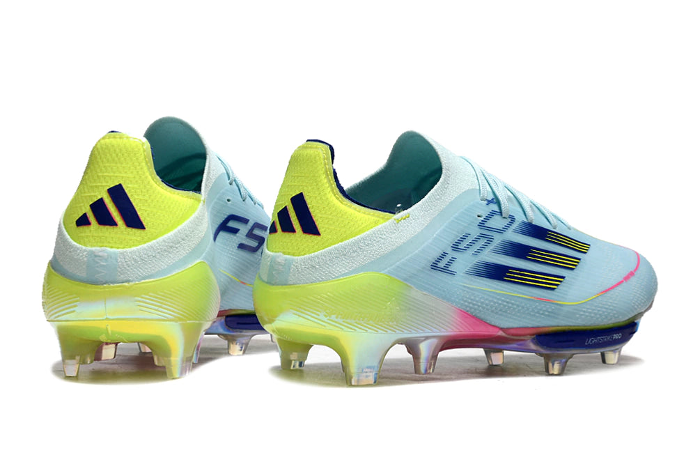 Chuteira Adidas F50.1 Elite Campo - Azul Claro/Verde/Rosa