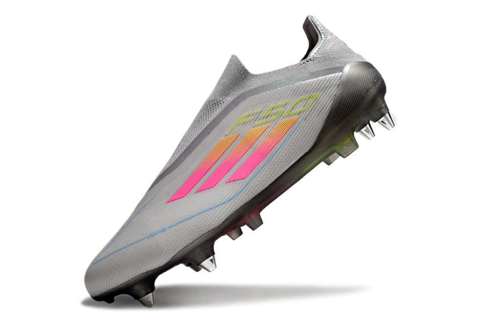 Chuteira Adidas F50 X Laceless Campo SG - Cinza/Rosa