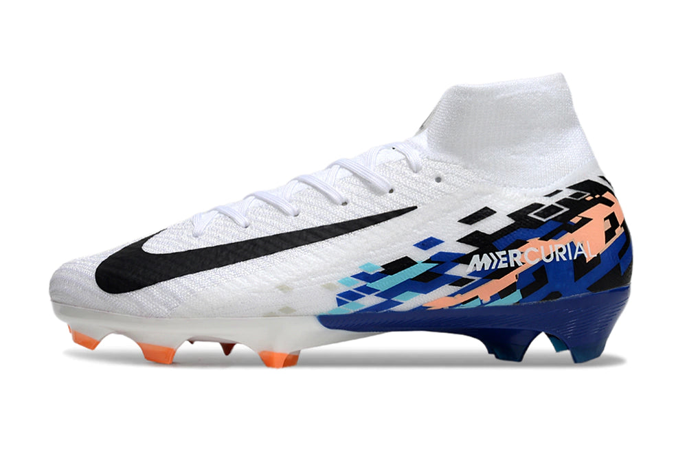 Chuteira Nike Air Zoom Mercurial Superfly 10 Elite Campo - Branco/Azul