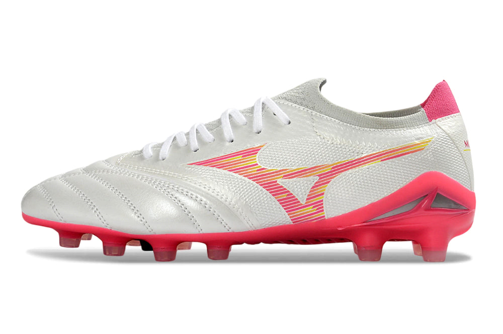 Chuteira Mizuno Morelia Neo 4 Campo - Branco/Rosa
