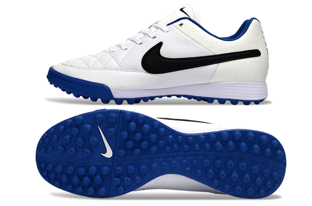 Chuteira Nike Tiempo 4 Society - Branco/Azul/Preto