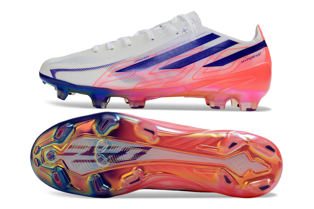 Chuteira Adidas F50 Hyperfast FG - Branco/Rosa