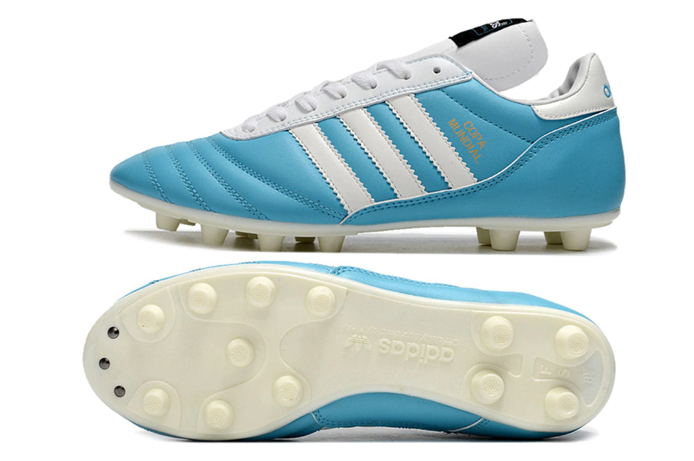 Chuteira Adidas Mundial Campo FG - Azul/Branco
