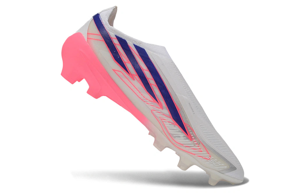 Chuteira Adidas F50 Hyperfast Laceless FG - Branco/Rosa
