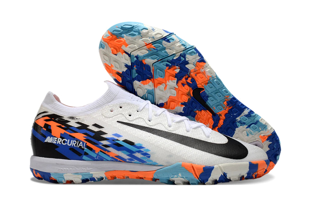 Chuteira Nike Mercurial Vapor 16 Elite Society - Branco/Preto/Azul/Laranja