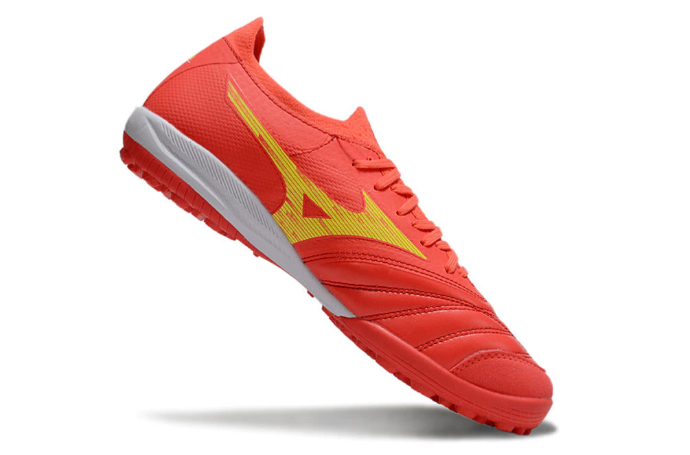 Chuteira Miuzno Morelia Neo Sala β Society - Laranja/Branco/Amarelo