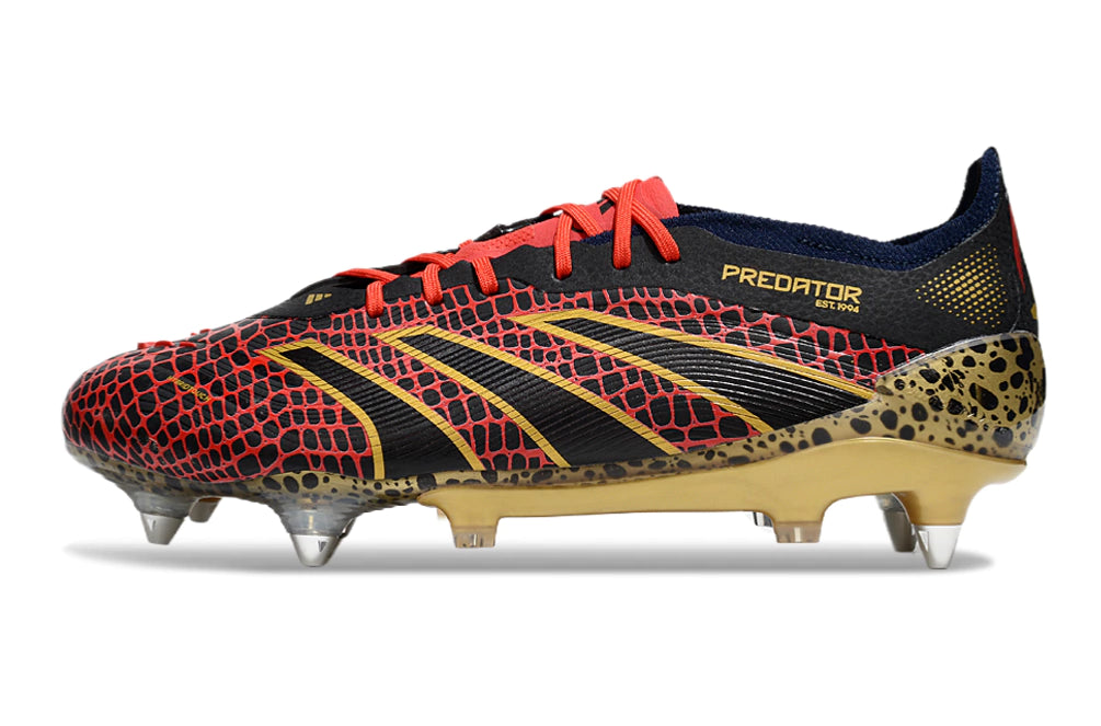 Chuteira Adidas Predator Elite SG - Preto/Vermelho/Bege