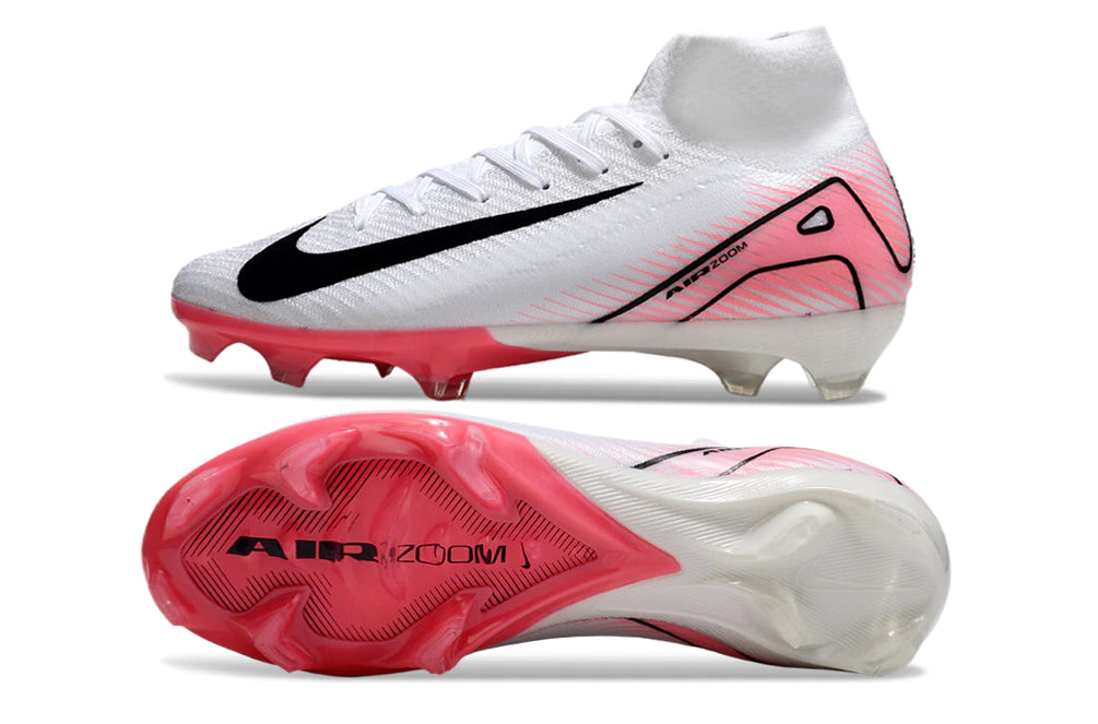 Chuteira Nike Air Zoom Mercurial Superfly 10 Elite Campo - Branco/Rosa