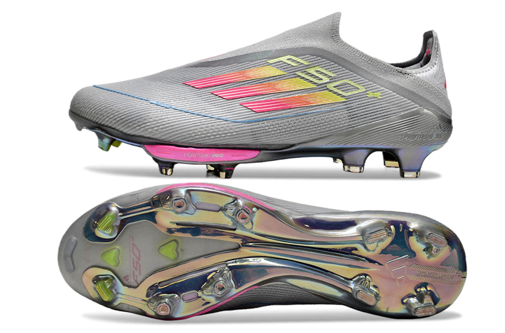 Chuteira Adidas F50+ Elite Campo - CInza/Rosa