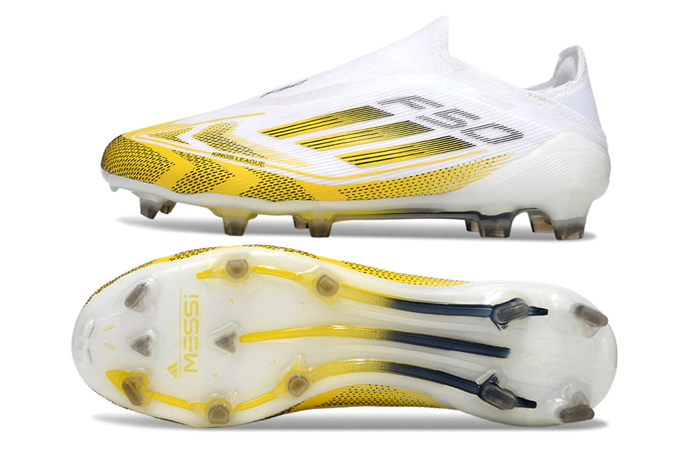 Chuteira Adidas F50 X Laceless Campo - Branco/Dourado