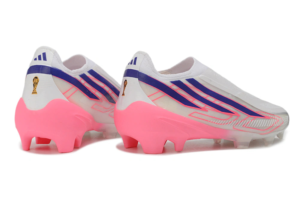 Chuteira Adidas F50 Hyperfast Laceless FG - Branco/Rosa