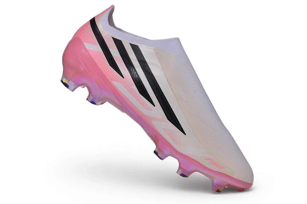 Chuteira Adidas F50 Hyperfast Laceless FG - Rosa/Branco
