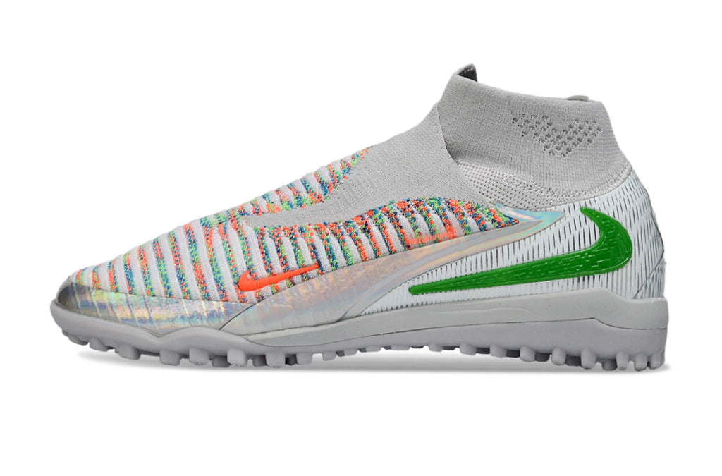 Chuteira Nike Phantom ReactX 6 Pro Botinha Society TF - Prata