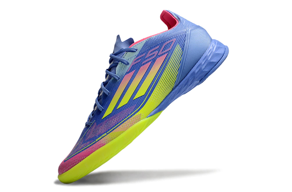 Chuteira Adidas X F50 Futsal - Azul/Verde/Rosa