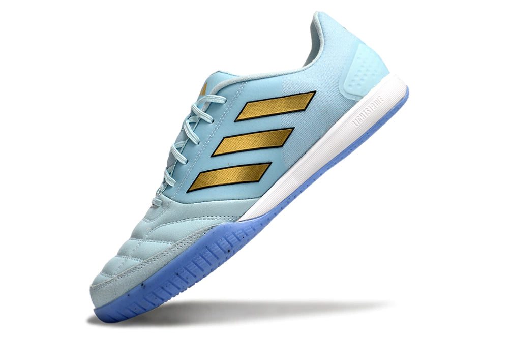 Chuteira Adidas Top Sala Futsal - Branco/Azul/Dourado