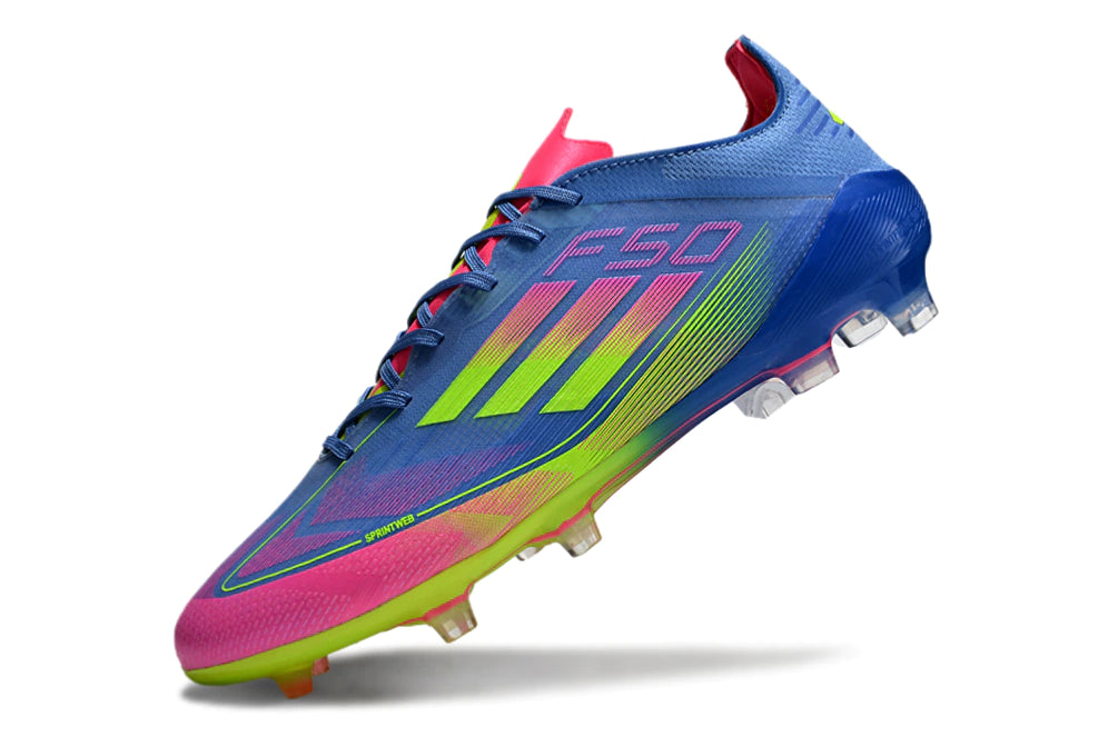 Chuteira Adidas F50 X Campo - Azul/Verde/Rosa