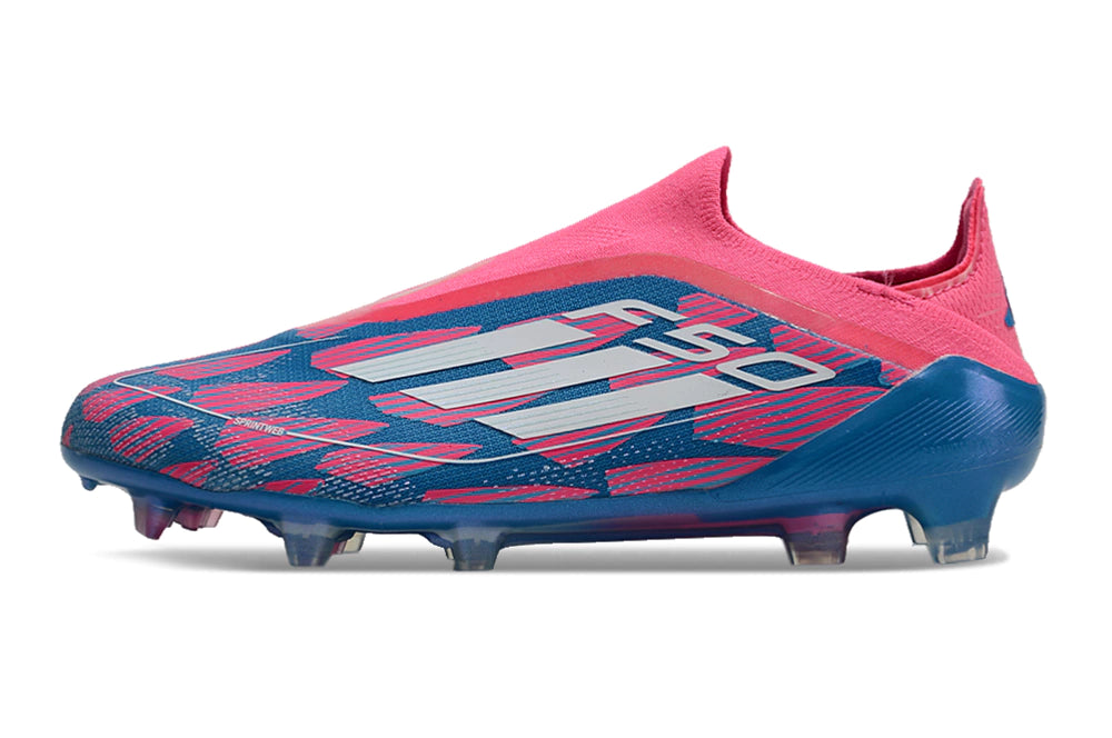Chuteira Adidas F50 X Laceless Campo - Azul/Rosa