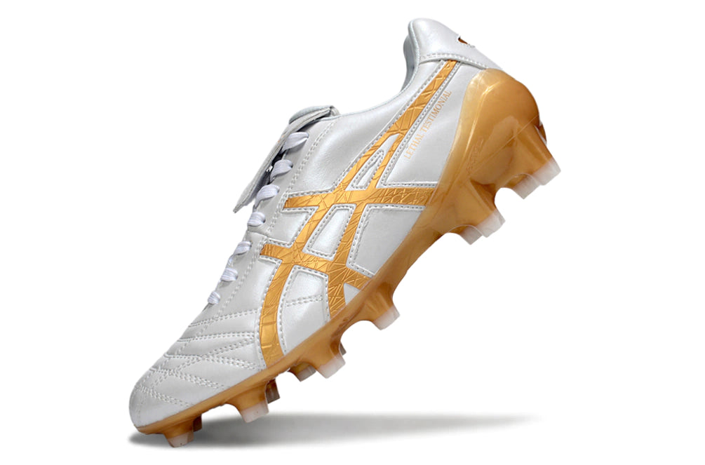 Chuteira Campo Asics Lethal Testimonial 4 IT - Branco/Dourando