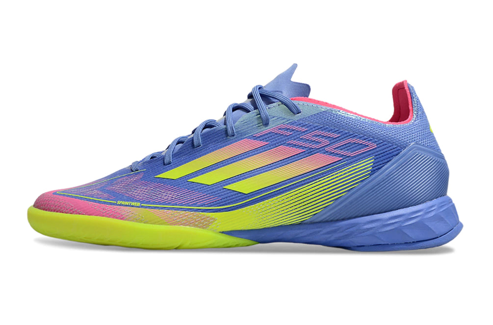 Chuteira Adidas X F50 Futsal - Azul/Verde/Rosa