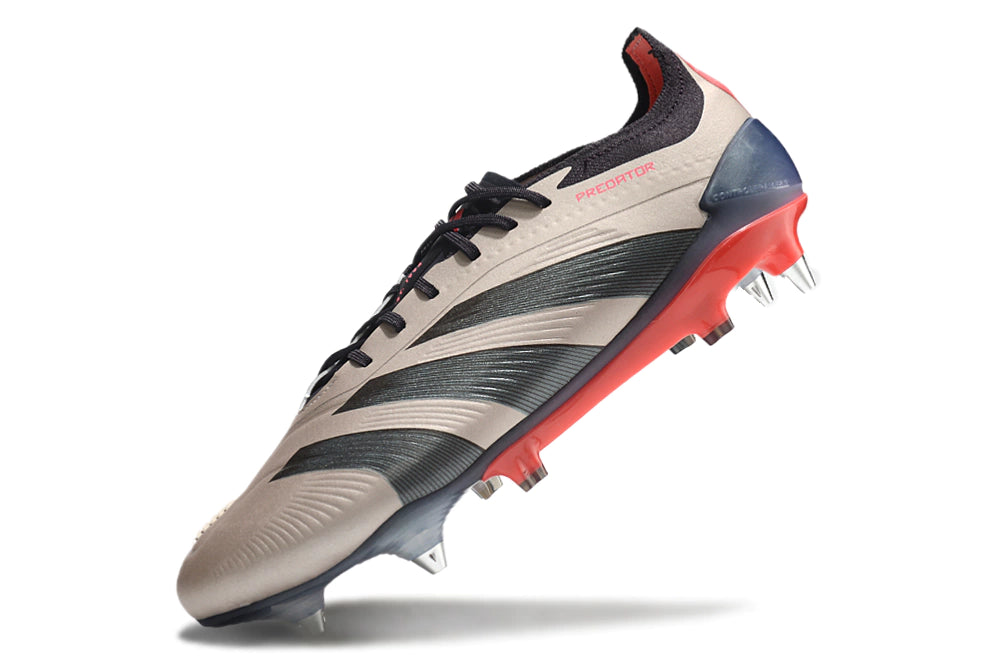 Chuteira Adidas Predator Elite SG - Bege/Preto/Vermelho