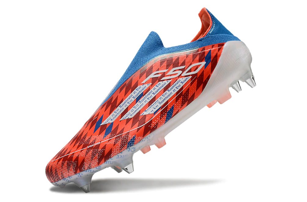 Chuteira Adidas F50 X Laceless Campo SG - Vermelho/Azul/Branco