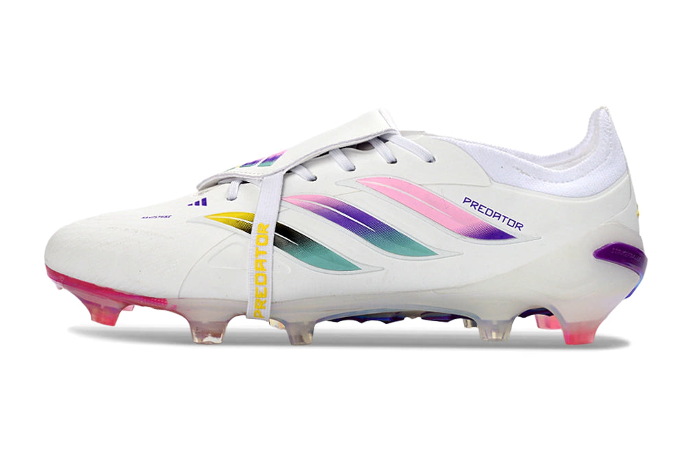 Chuteira Adidas Predator Tongue 26 Elite FG - Branco/Rosa