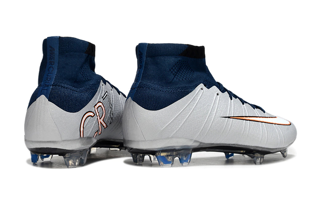Chuteira Nike Mercurial Superfly 4 Elite Campo - Branco/Azul