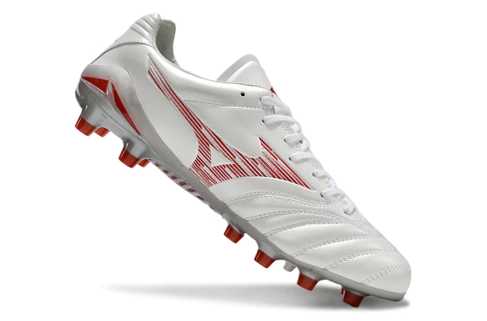 Chuteira Mizuno Morelia Neo 4 Campo - Branco/Vermelho
