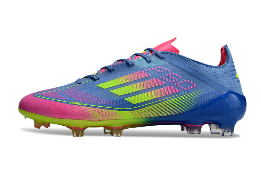 Chuteira Adidas F50 X Campo - Azul/Verde/Rosa