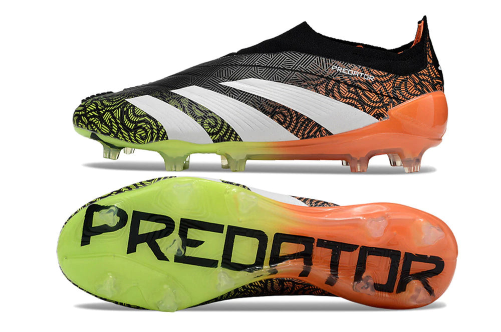 Chuteira Adidas Predstrike Elite Laceless Campo - Preto/Verde/Laranja