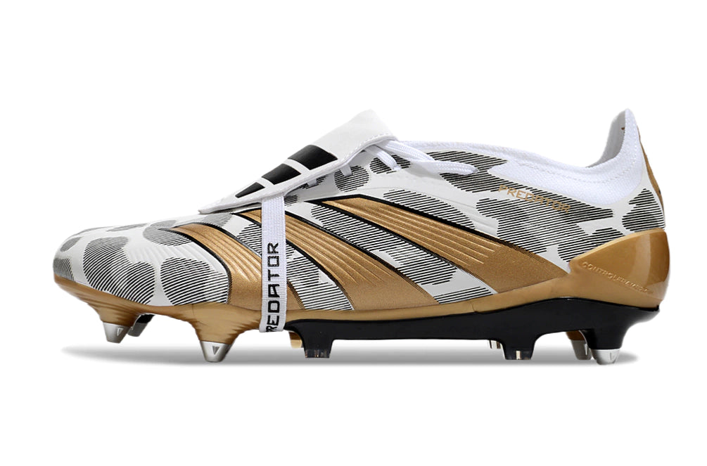 Chuteira Adidas Predator Elite Tongue SG - Branco/Dourado