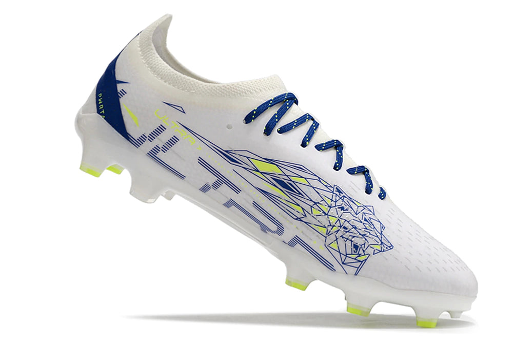 Chuteira Puma Ultra 5 Campo FG - Branco/Azul