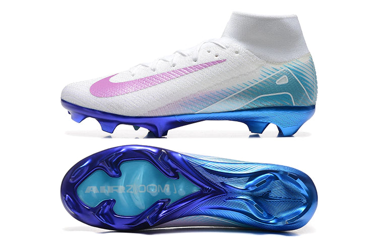 Chuteira Nike Air Zoom Mercurial Superfly 10 Elite Campo - Branco/Azul/Rosa