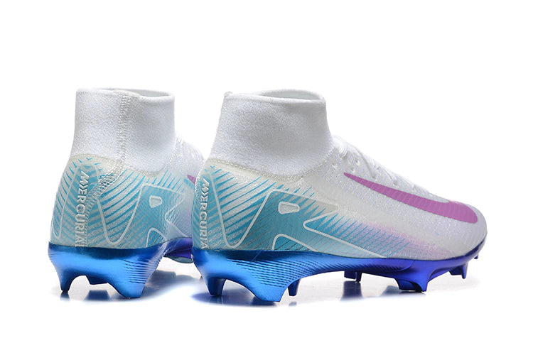 Chuteira Nike Air Zoom Mercurial Superfly 10 Elite Campo - Branco/Azul/Rosa