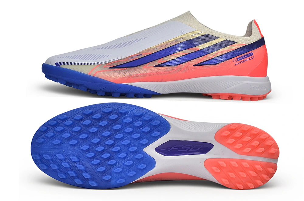 Chuteira Adidas F50 Hyperfast Laceless TF - Branco