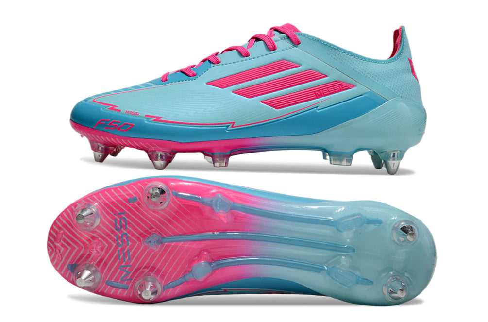 Chuteira Adidas F50 X Campo SG - Azul/Rosa