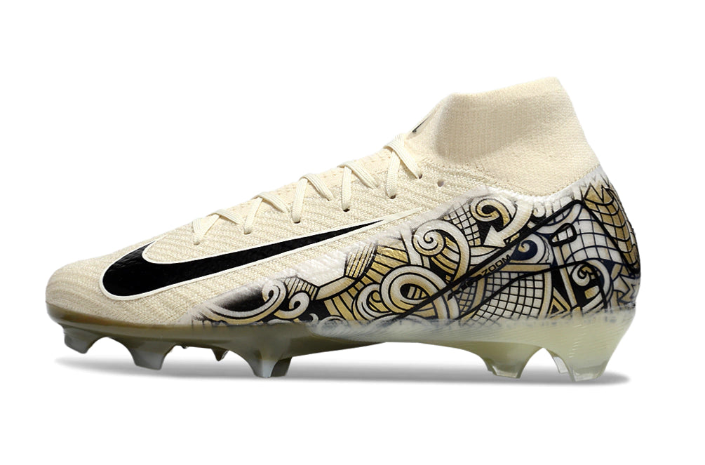 Chuteira Nike Air Zoom Mercurial Superfly 10 Elite Campo - Bege/Preto